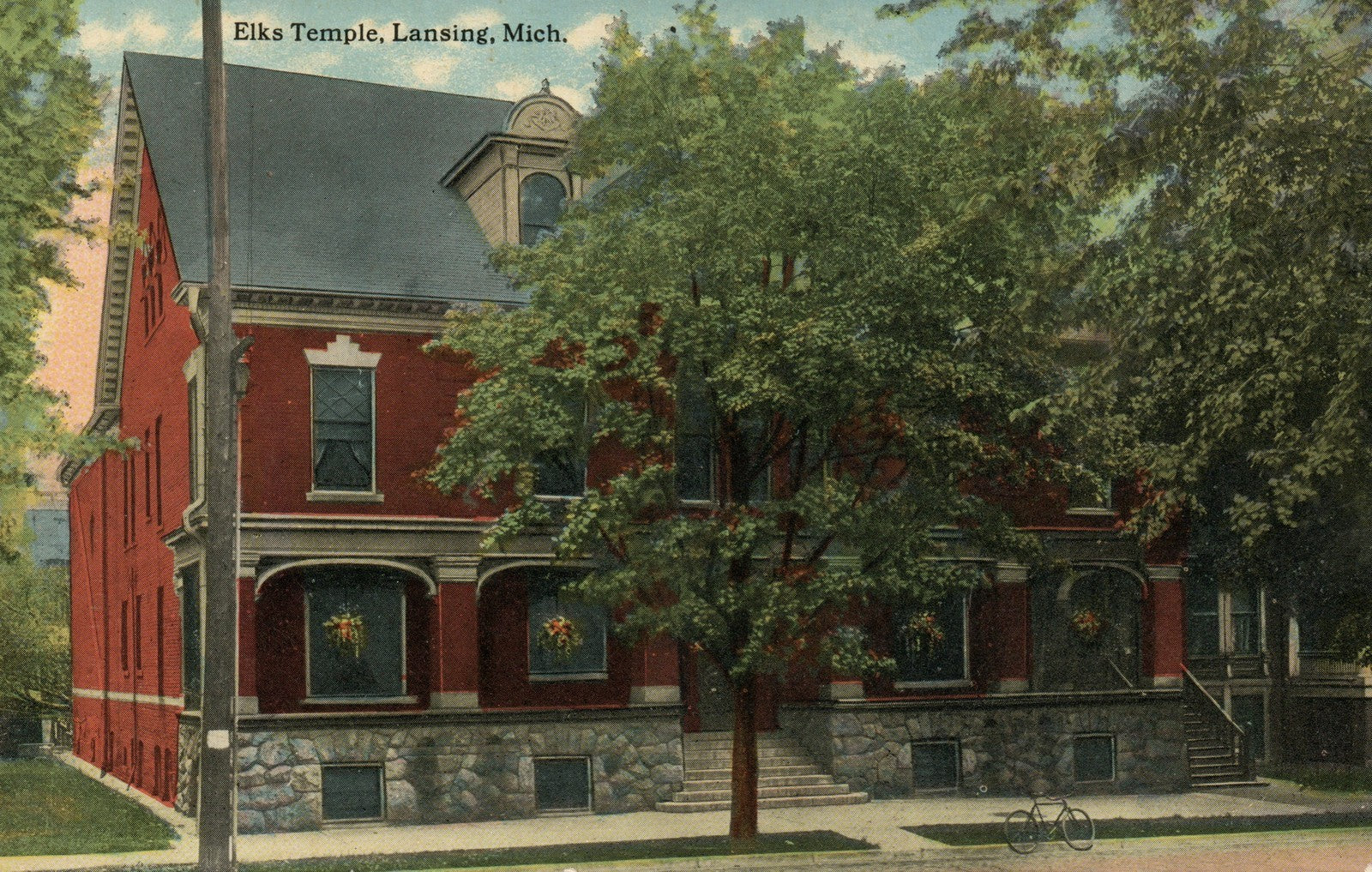 Elks Temple Lansing Mich Michigan MI  Postcard