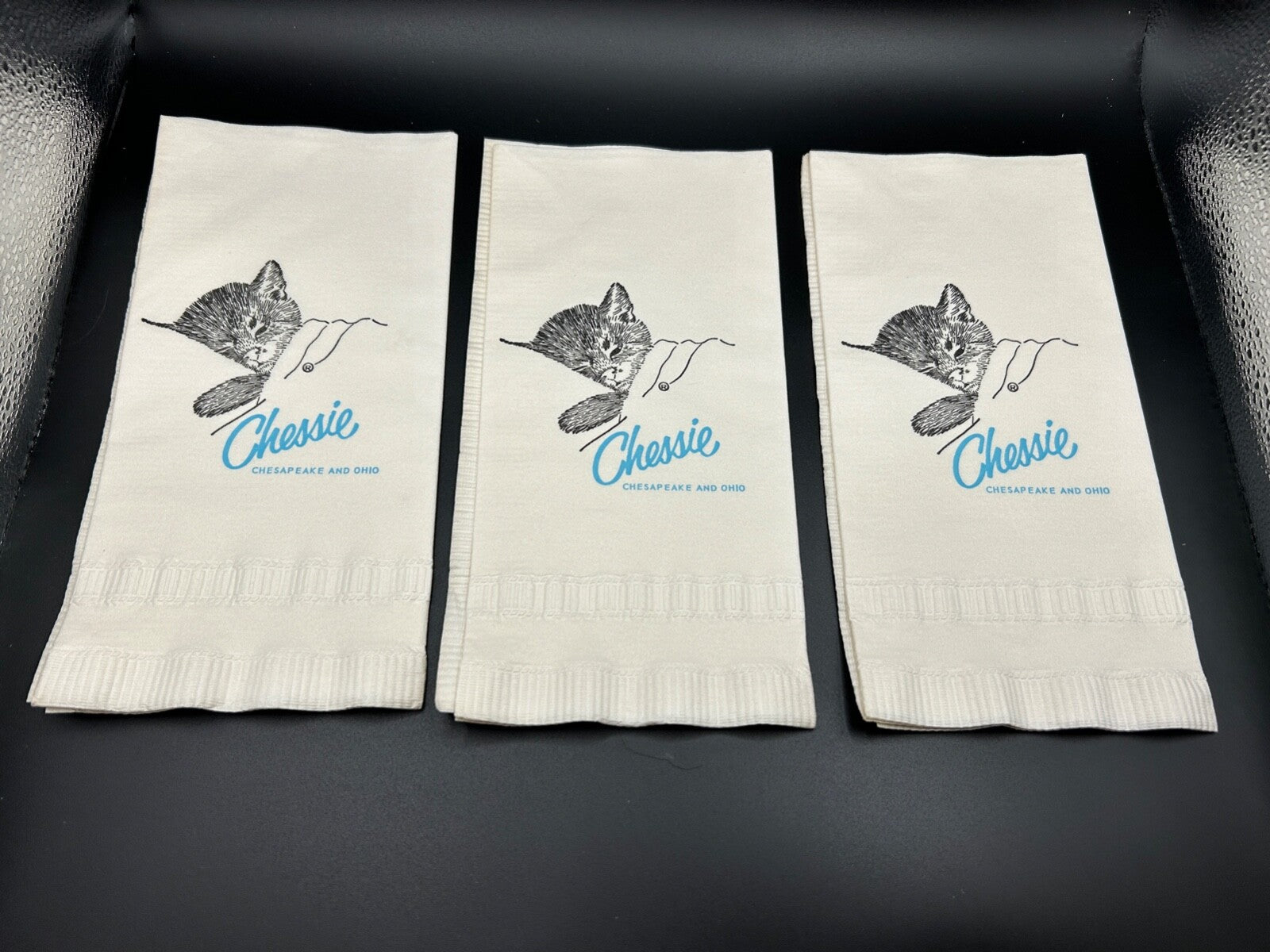 LOT OF 3 CHESSIE Paper Napkins CHESAPEAKE & OHIO RAILROAD Ludington MICHIGAN MI