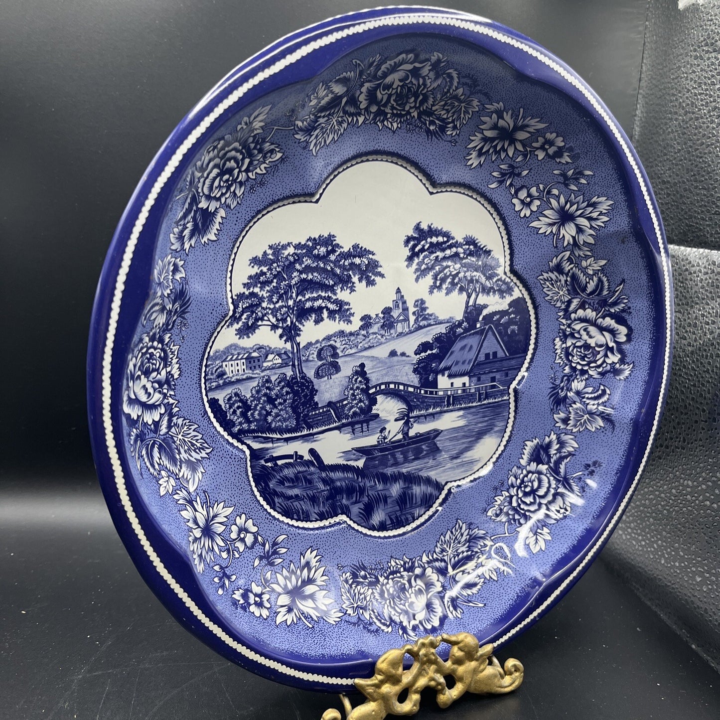 Vintage Blue Willow Tin Bowl  10" Made in England 1971