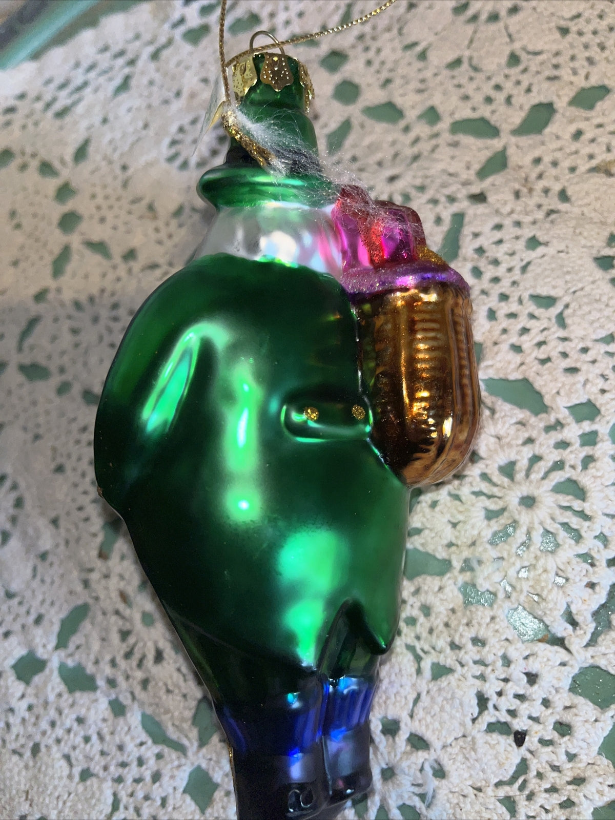 Vintage Green Irish Santa Mercury Glass Christmas Ornament