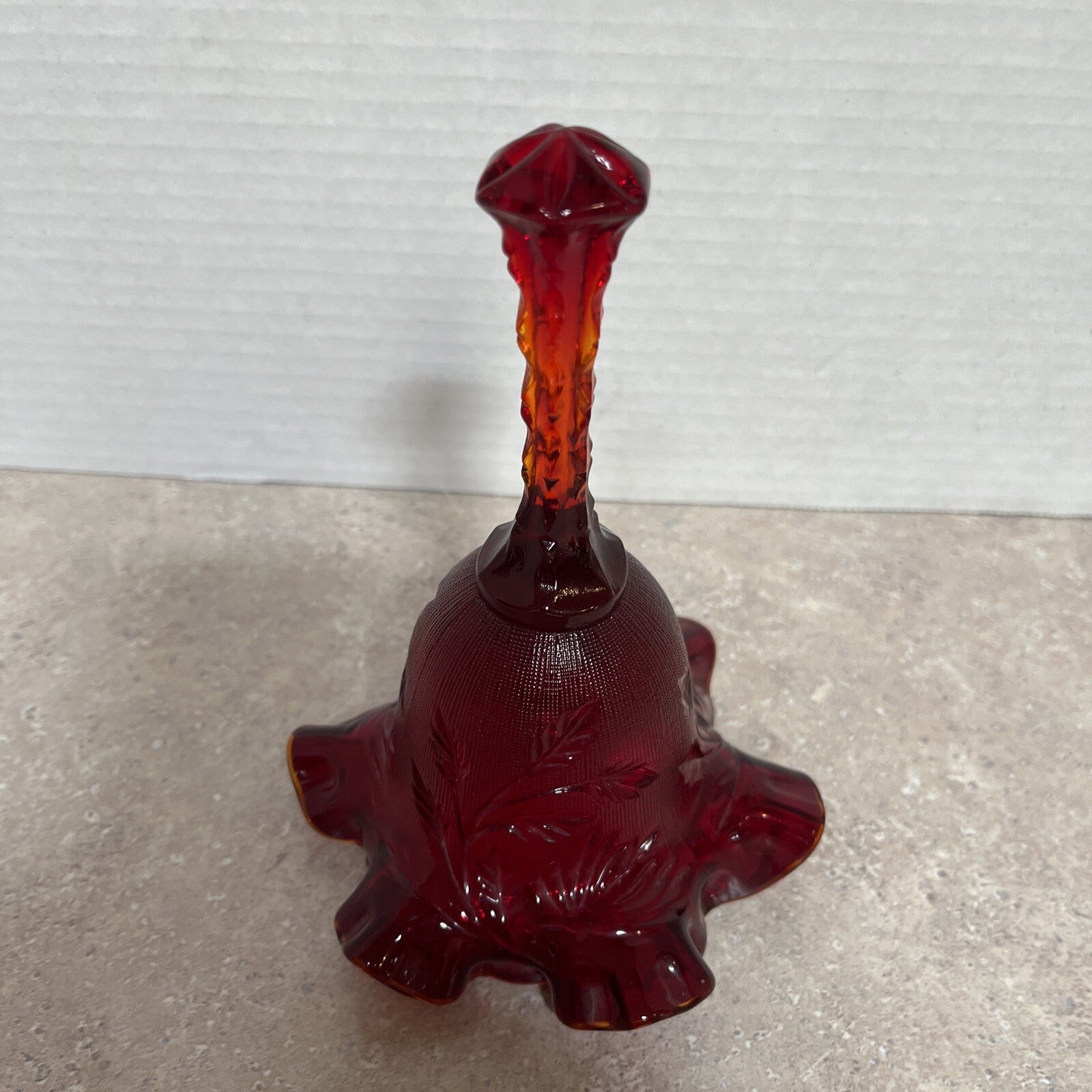 Fenton Amberina Carnival Glass Ruby Red Ruffle Edge Bell 
