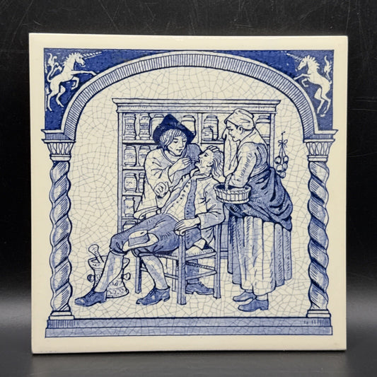 Delft Tile Schoonhaven Holland Vintage Tile Delft Blue White Pharmacy Drug. #5
