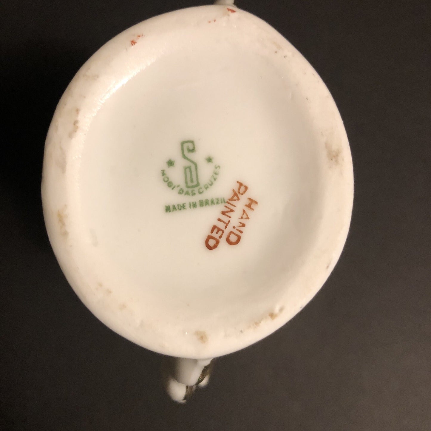 Mogi Das Cruzes Hand Painted Porcelain Vase Brazil 6" tall x 5" wide x 3" deep