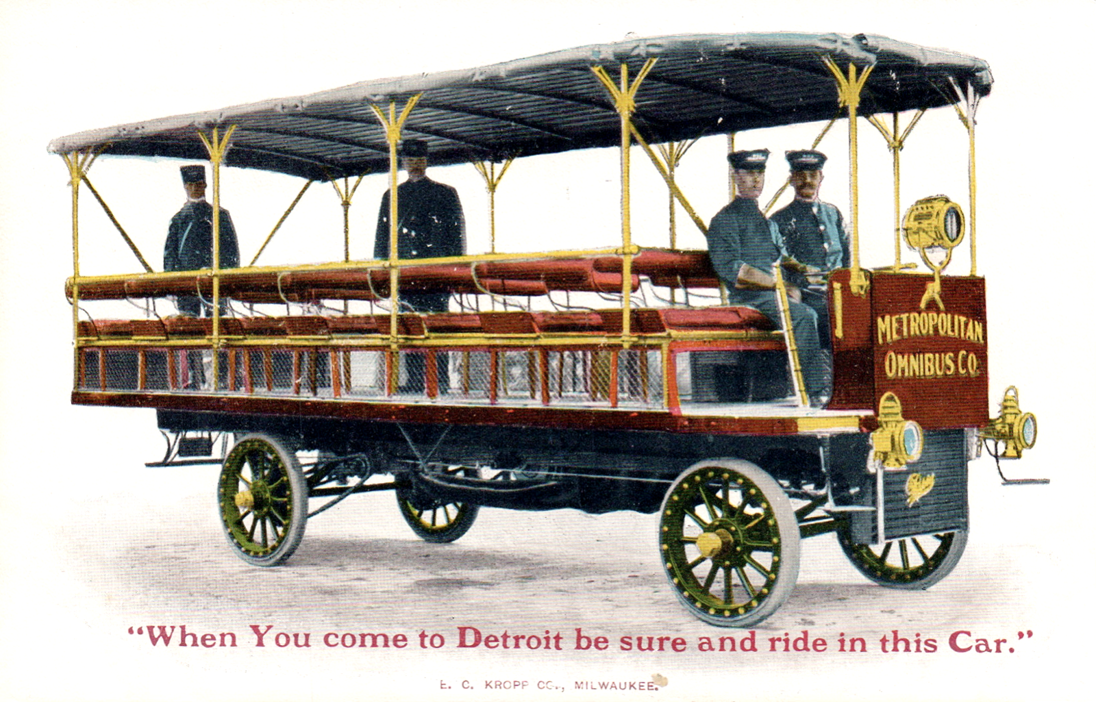 RARE Metropolitan Omnibus Co. Detroit MI Michigan Mich Postcard