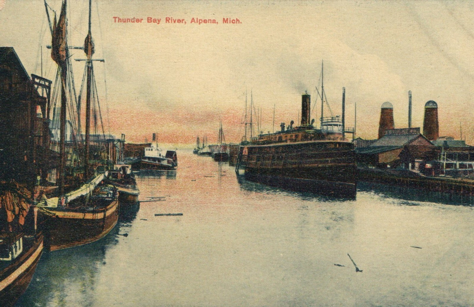 E 9078 Thunder Bay River Alpena  Michigan  MI Postcard