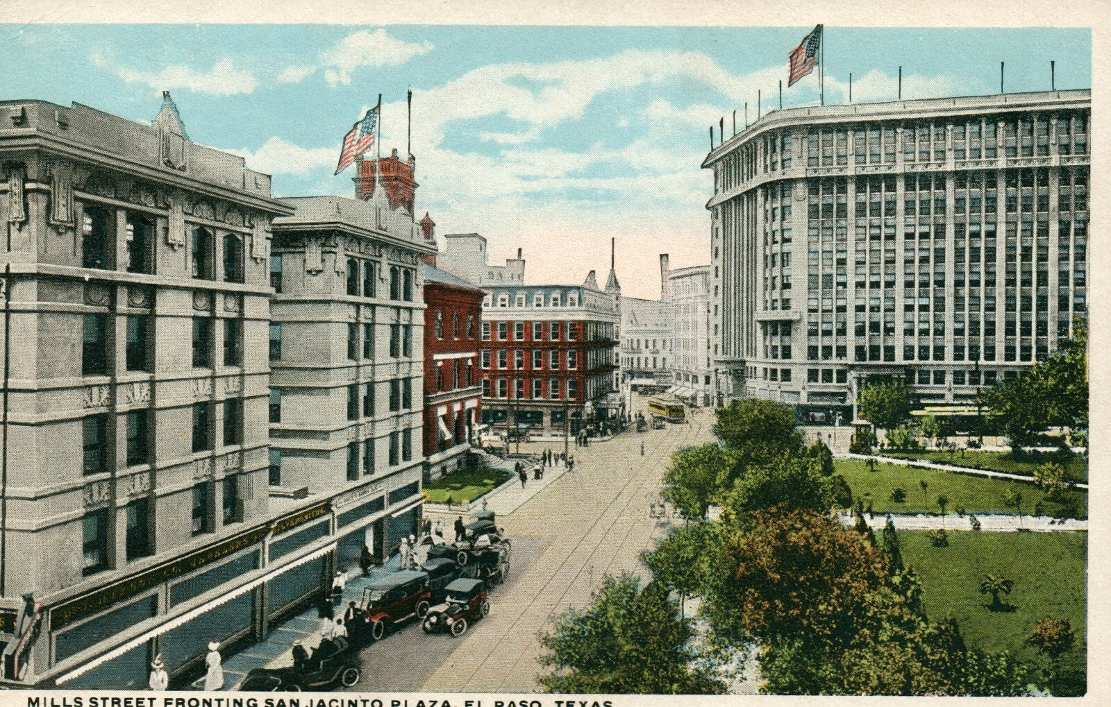 Mills Street San Jacinto Plaza El Paso Tex Texas TX Postcard  