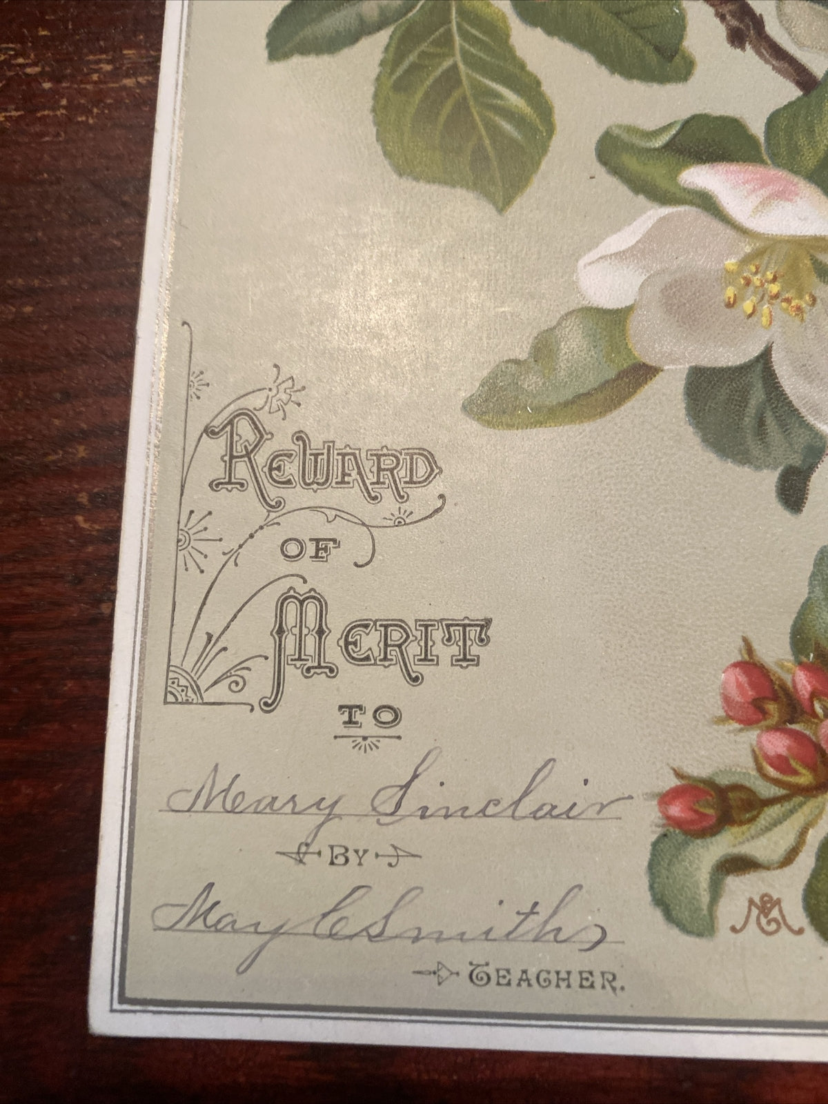 Reward of merit Vintage Victorian School Ephemera Apple Blossom Tree