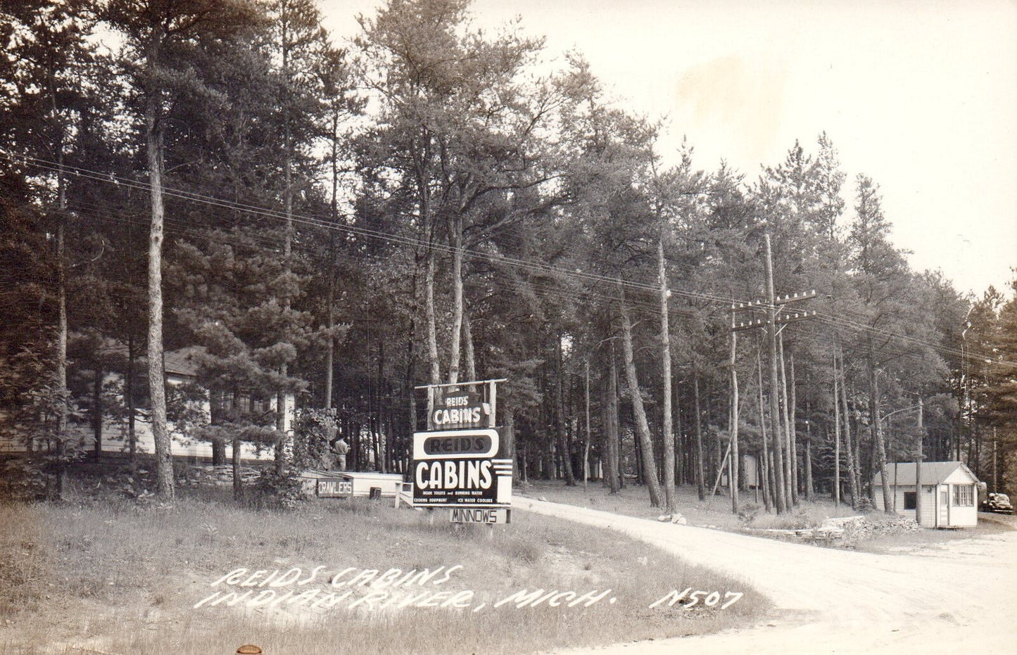 RPPC Reids Cabins Indina River MI Mich Michigan Postcard