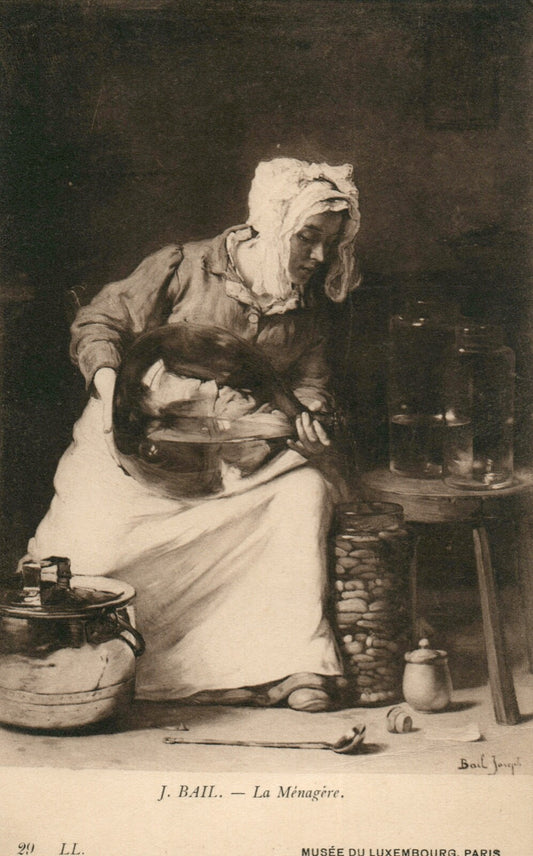 Artist Signed Bail Joseph J Bail La Menagere woman French France Postcard