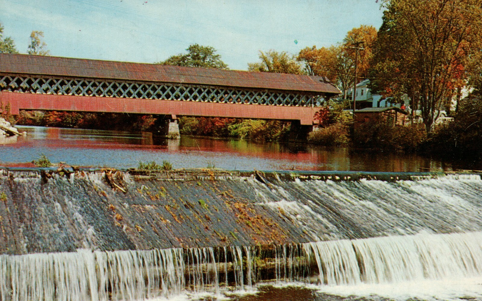 1960 Covered Bridge West Swanzey NH New Hampshire Twon Lattice Truss Postcard