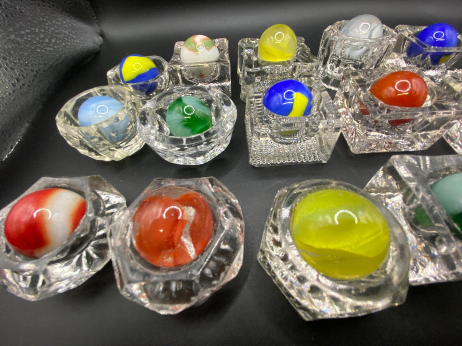 Vintage Lot of 15 large Marble boulders agate swirl Marbles Salt Dips NOT INCL