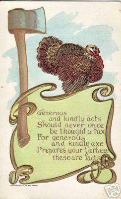 Thanksgiving Turkey Axe Poem Gold Gilt Embossed Postcard 1909