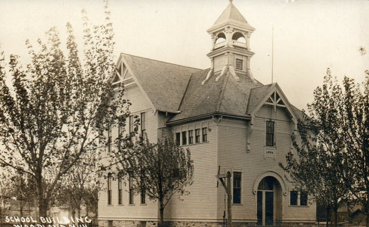 1911 Real Photo School Building View Woodland Michigan MI Postcard