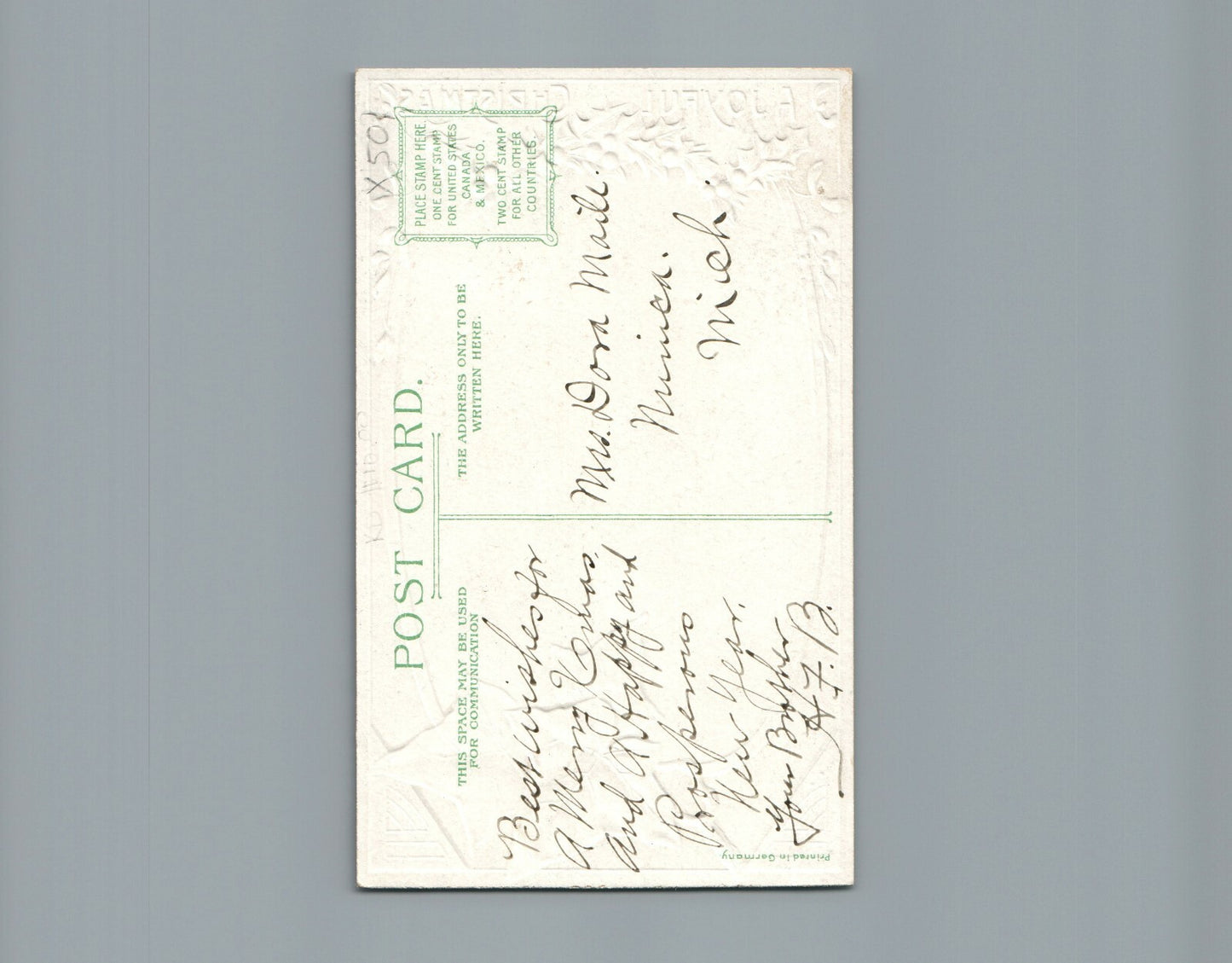 Beautiful Woman Joyful Christmas Postcard Blue Silver