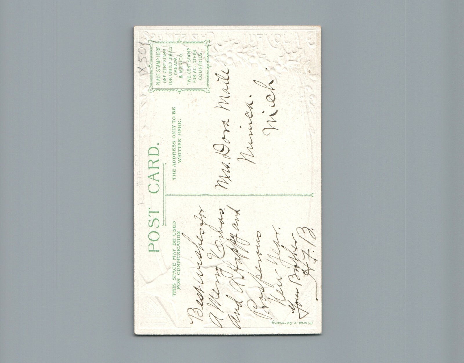 Beautiful Woman Joyful Christmas Postcard Blue Silver