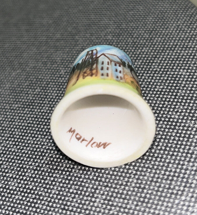 Vintage Cripple Creek Arizona Thimble Hand Painted Ceramic By Marlow
