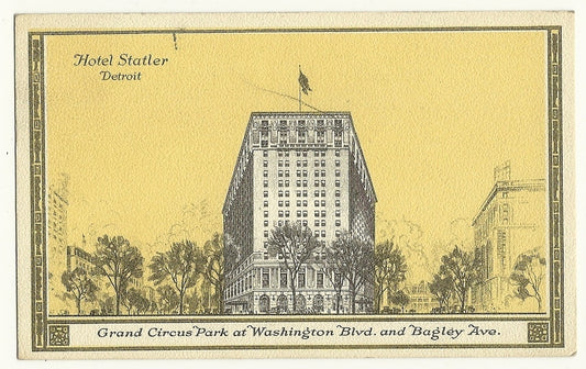 Hotel Statler Detroit MI Michigan Grand Circus Park Washington Blvd Post Card