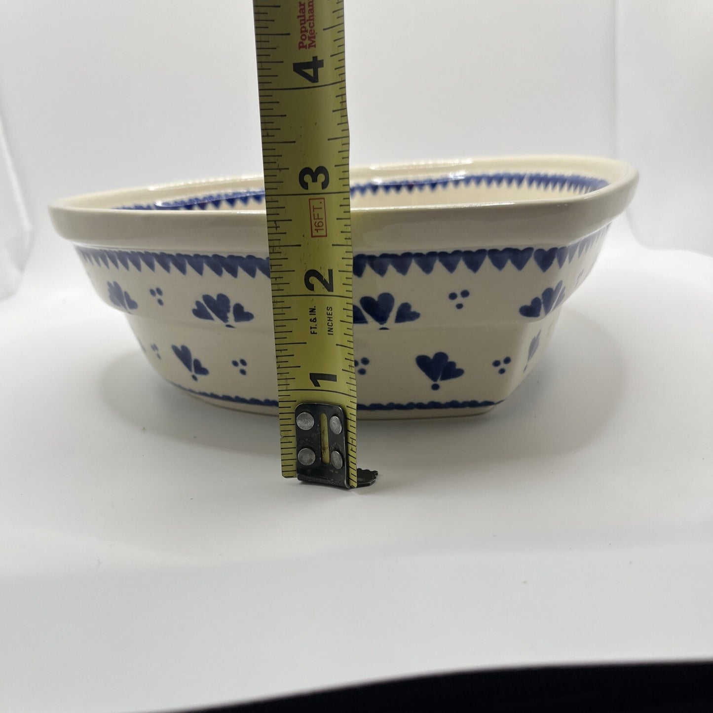 Boleslawiec Polish Pottery Heart-shaped Serving Bowl HandMade Baker Mold Blue