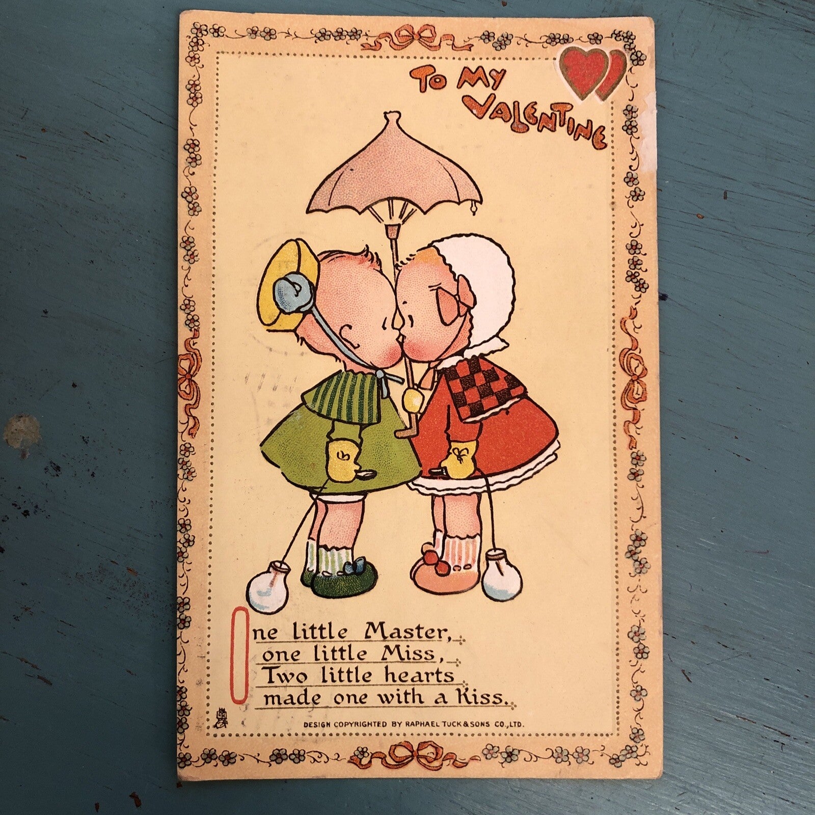 Set Tuck Valentine Cards Children Kissing MLA Artist Signed Mabel Lucie Attwell