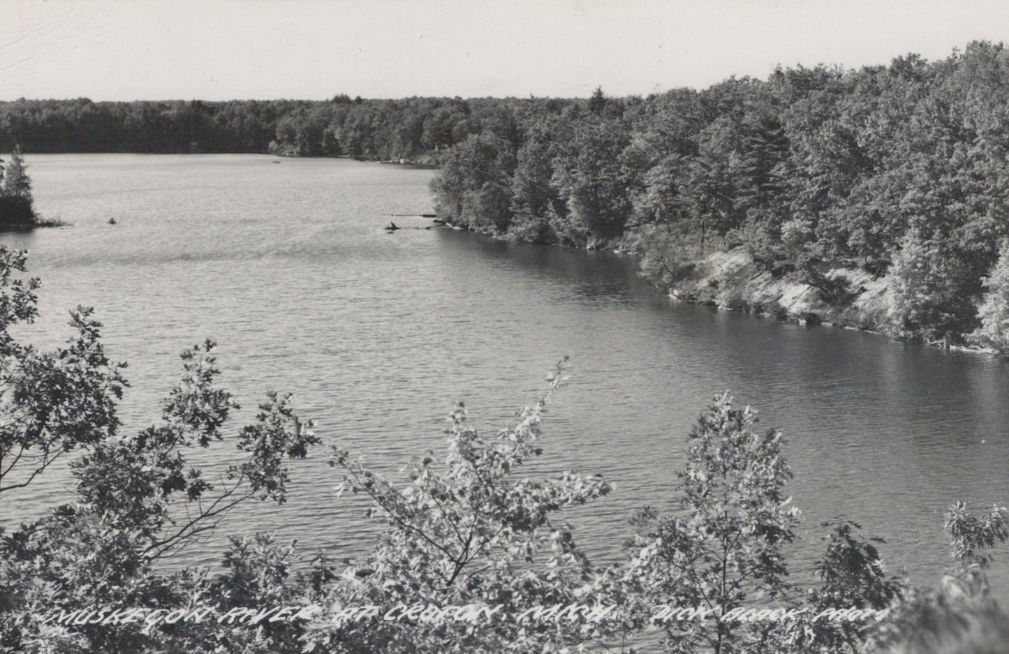 Real Photo Muskegon River at Croton Michigan MI Mich Postcard