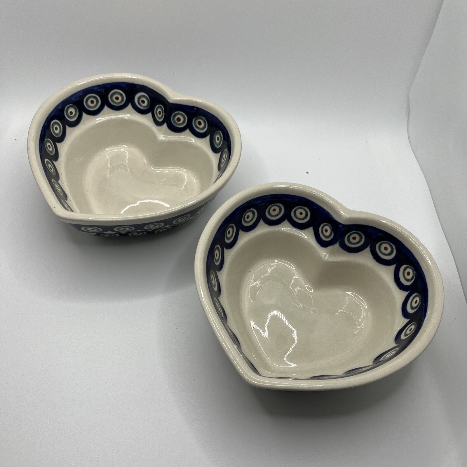 Boleslawiec Polish Pottery  2  Blue  Pattern Heart Serving Bowl