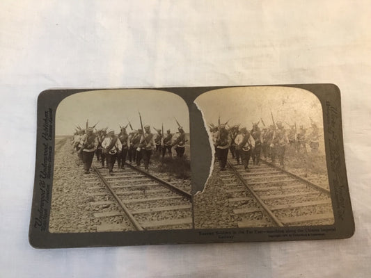 1904 Real Photo Russian Soldiers Chinese Imperial Railway China stereoview