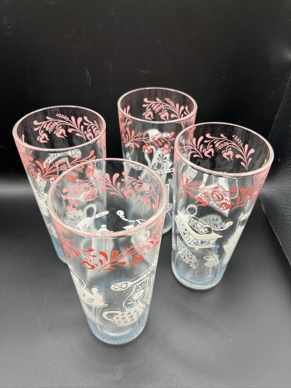 Vintage mid century glasses kitchen theme Set Of 4