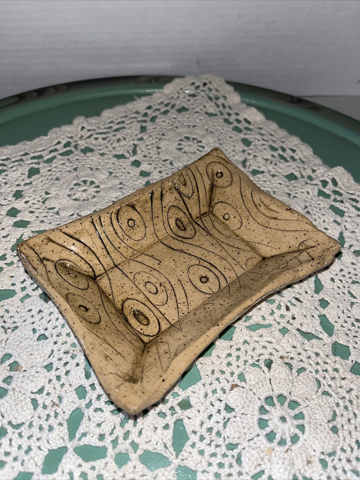 Studio Art Pottery Trinket Dish / Soap Dish  USA Made 5.25”