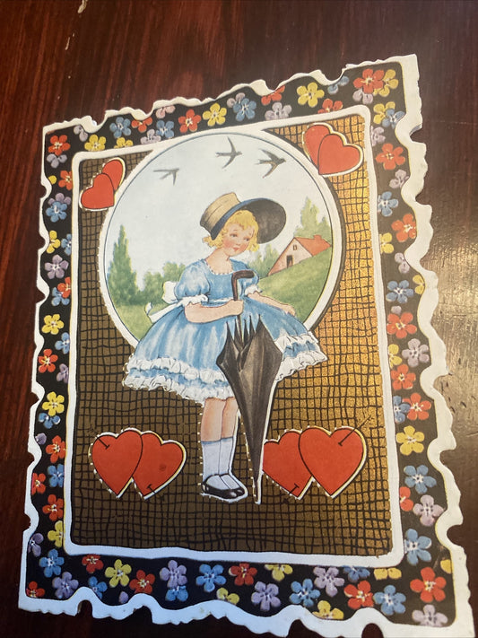 1930's Vintage Greeting Card Valentine Theme by Whitney New Old Store Stock
