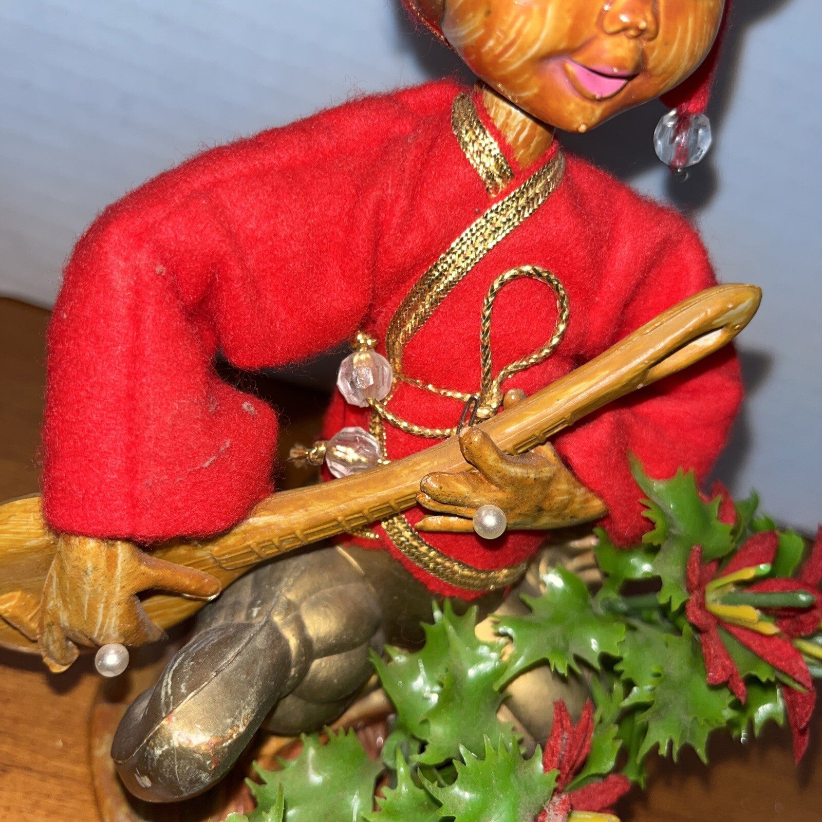 3 Vintage Asian Boys Playing Instruments Figurines Pixie Elf Hong Kong Christmas