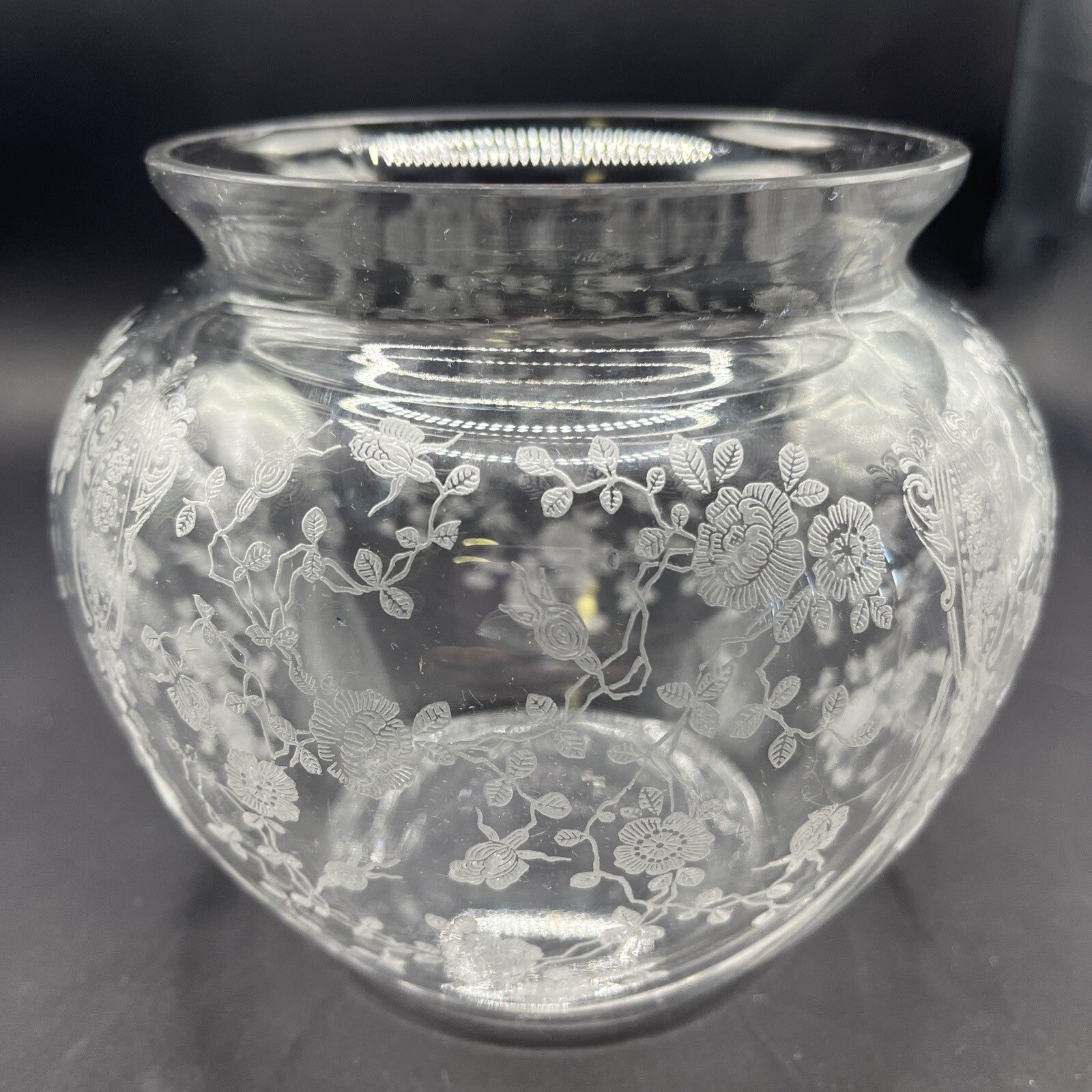 Cambridge Rose Point  Clear 6 ¼” Globe Vase