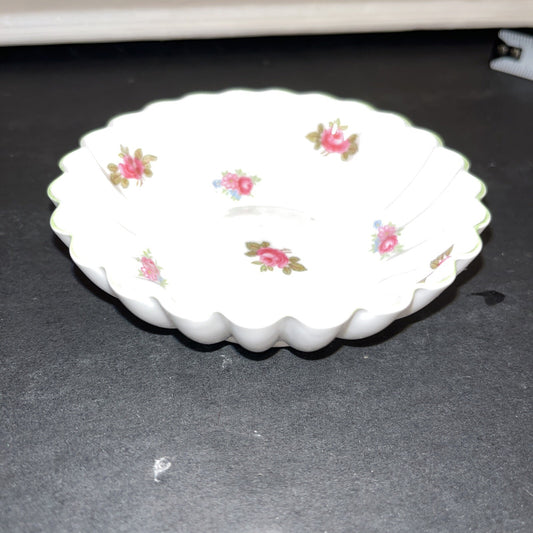 Shelley England Pink/red Floral Bone China Trinket Dish  or Pin Tray