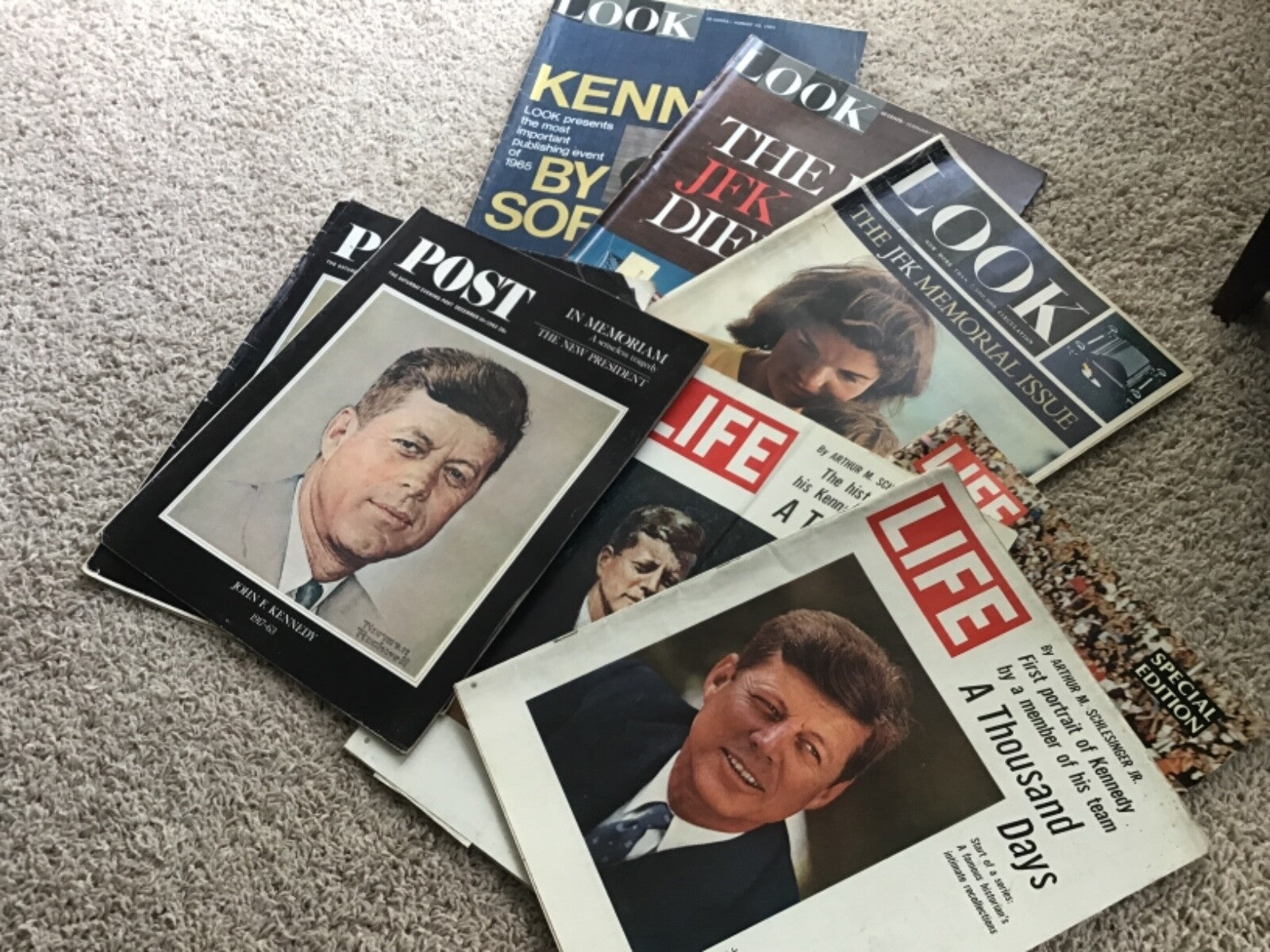 Lot of 8 Vintage John Fitzgerald Kennedy JFK President LIfe Post Look Magazines