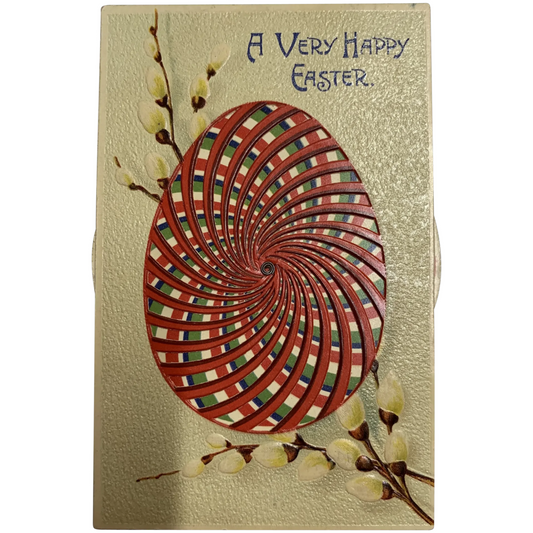 Optical Illusion Colorful Mechanical Easter Egg Vintage Easter Postcard