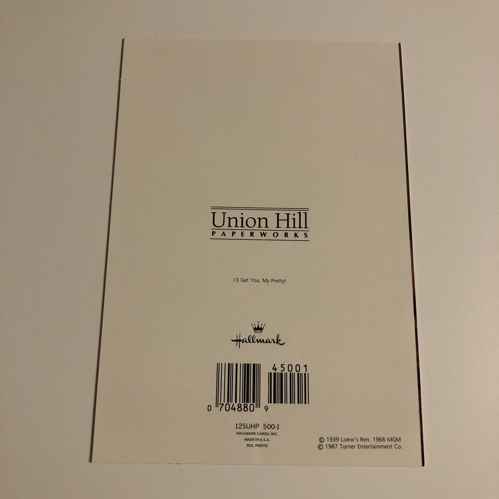 New Wizard of Oz Wicked Witch Flying on Broom Greeting Card Hallmark 1987