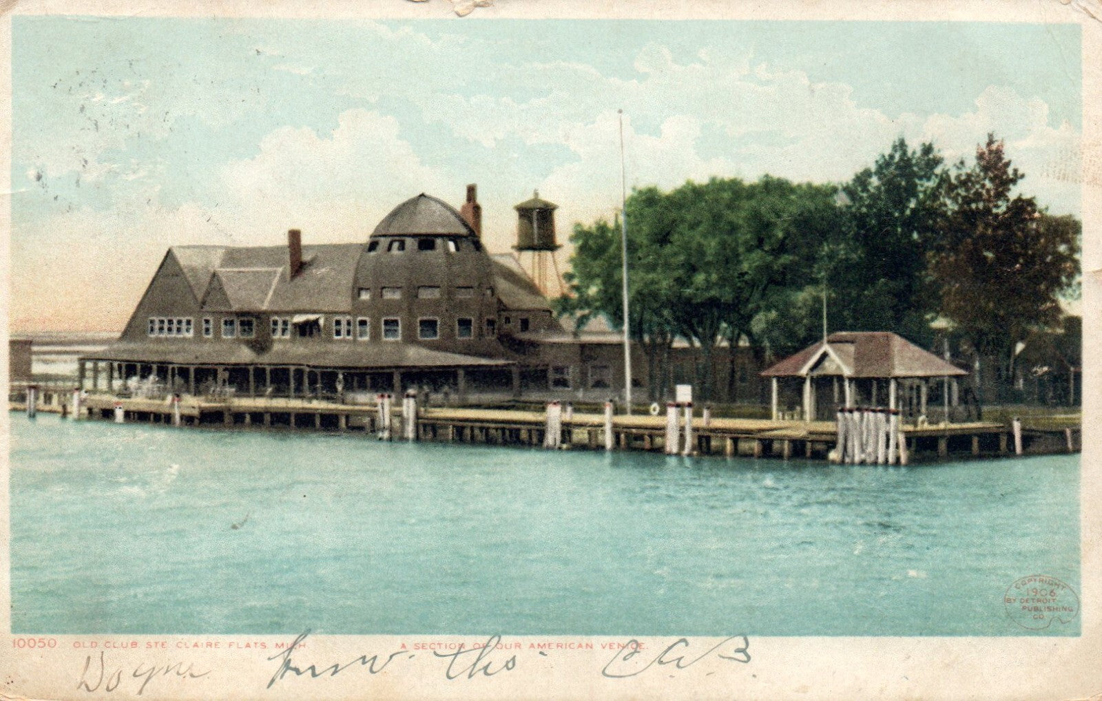 Old Club Ste Claire Flats Mich MI Michigan Postcard 10050