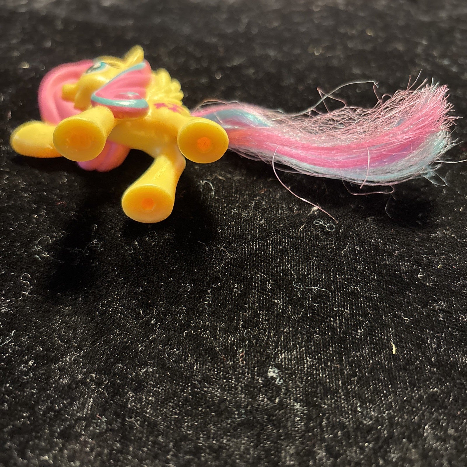 My Little Pony Fluttershy Brushable Hair 3" G4 MLP Yellow w/ Pink & Blue Tail