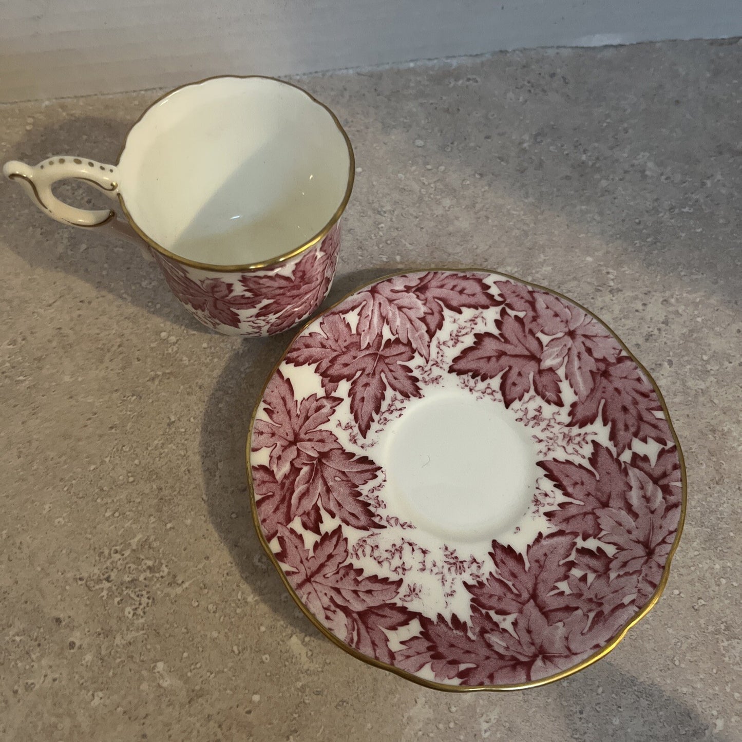 Red Leaf Demitasse Cup & Saucer Bone China, Coalport England