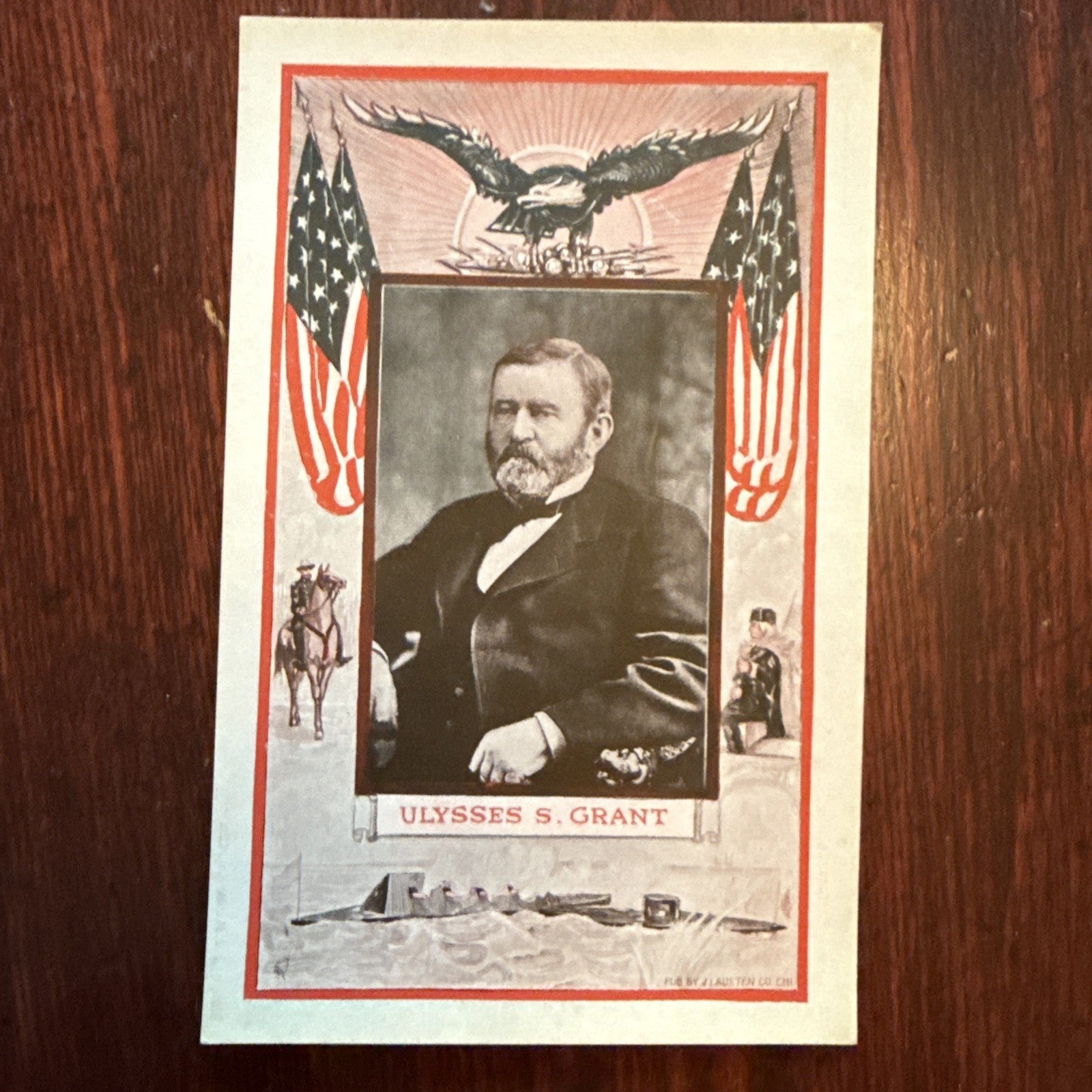 Ulysses S Grant by J I Austen Postcard Eagle & Flags c1910's *Scarce