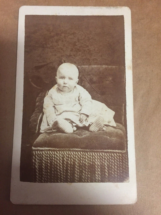 Real Photo CDV R  Rock Photographer Morenci Mich Baby in Dress
