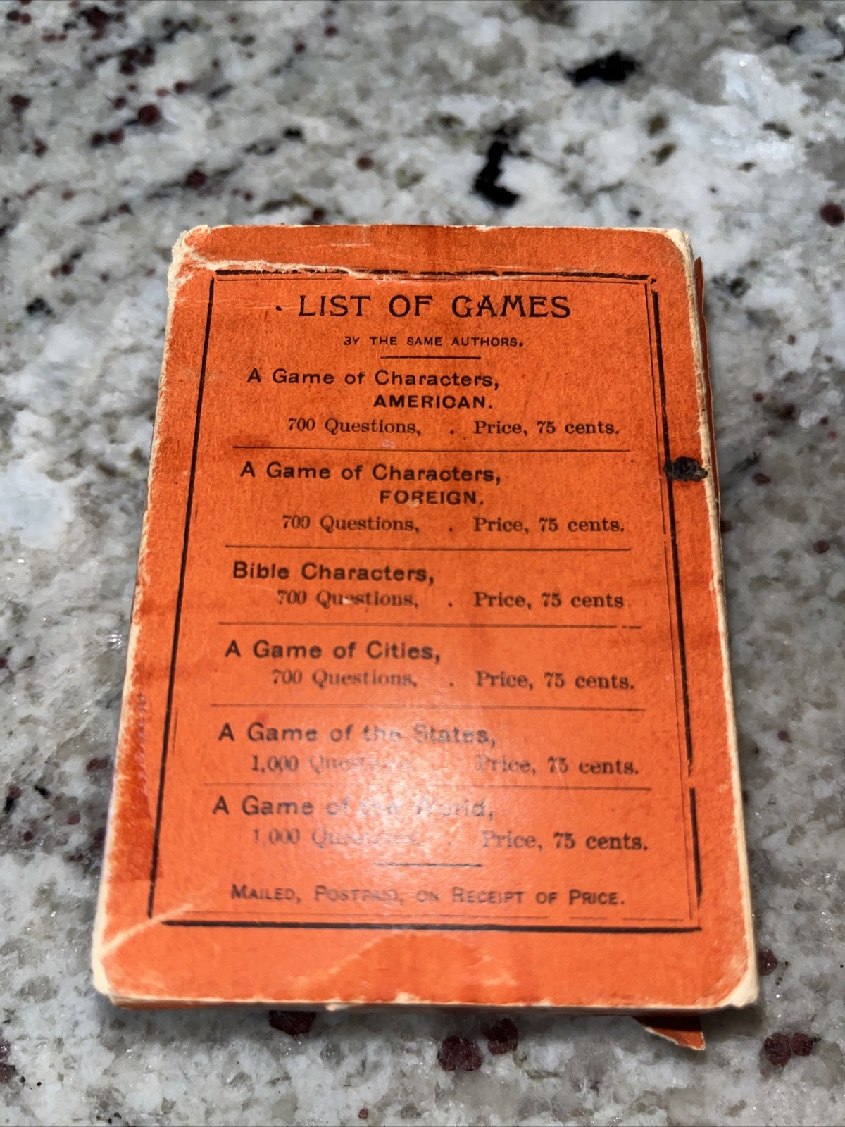Antique 1915 Bible Characters Trivia Card Game By F.G. Decker A.M. Rare Complete
