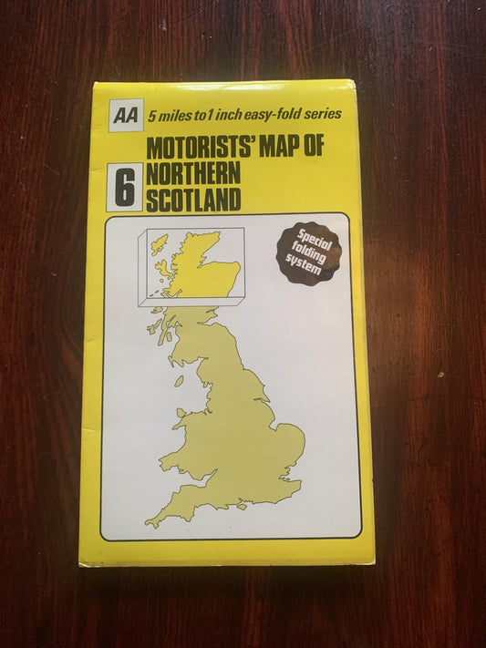 Vintage AA Motorists' Map of Northern Scotland Easy-Fold Series