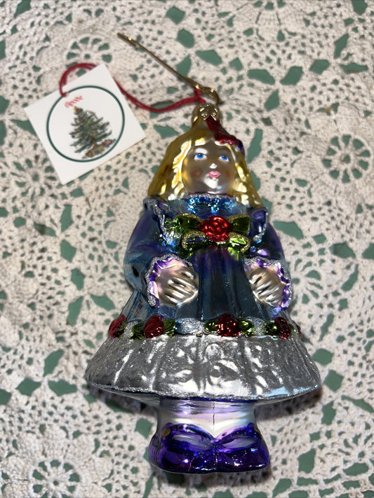 Vintage Spode Slavic Treasures Girl Doll Glass Christmas Ornament