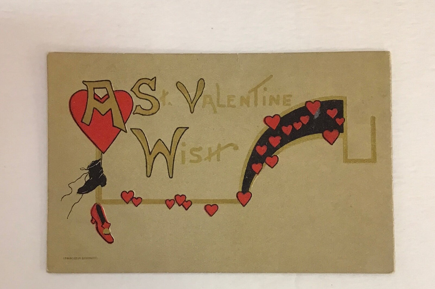 HBG Artist Signed Vintage Panoramic Valentines Day Postcard St. Valentine Wish