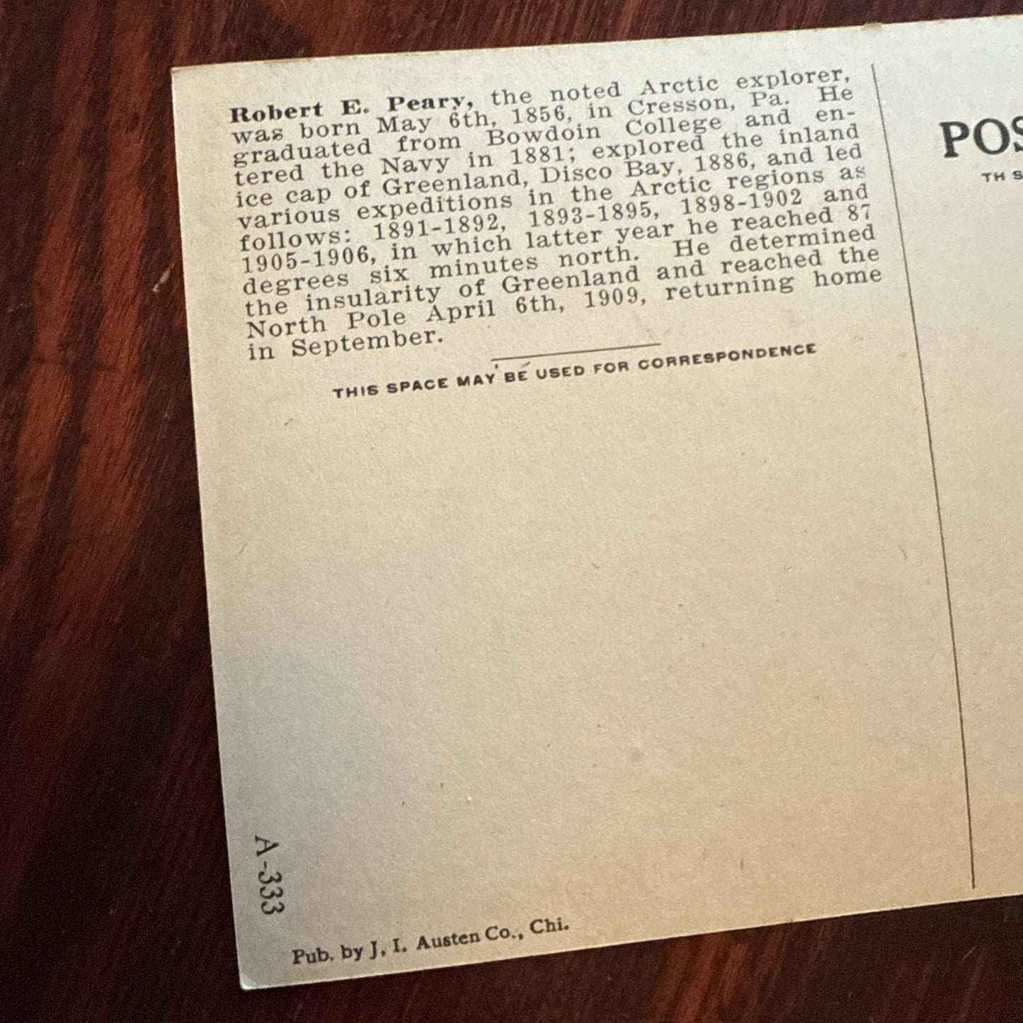 Robert Peary by J I Austen Postcard Angels Trumpets c1910's *Scarce