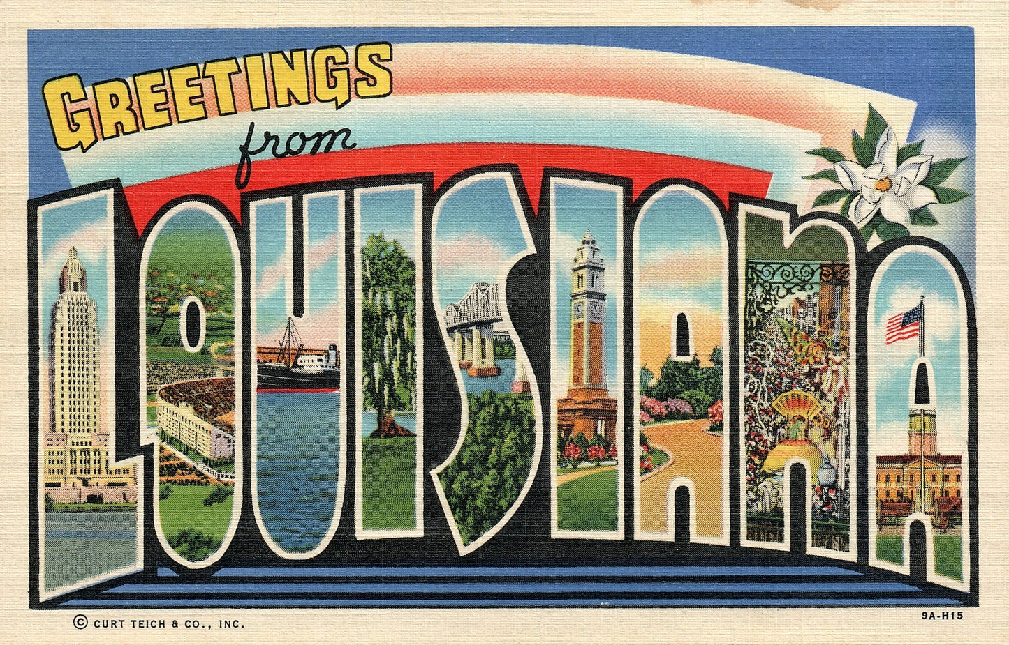 Louisiana LA Large Letter  Postcard