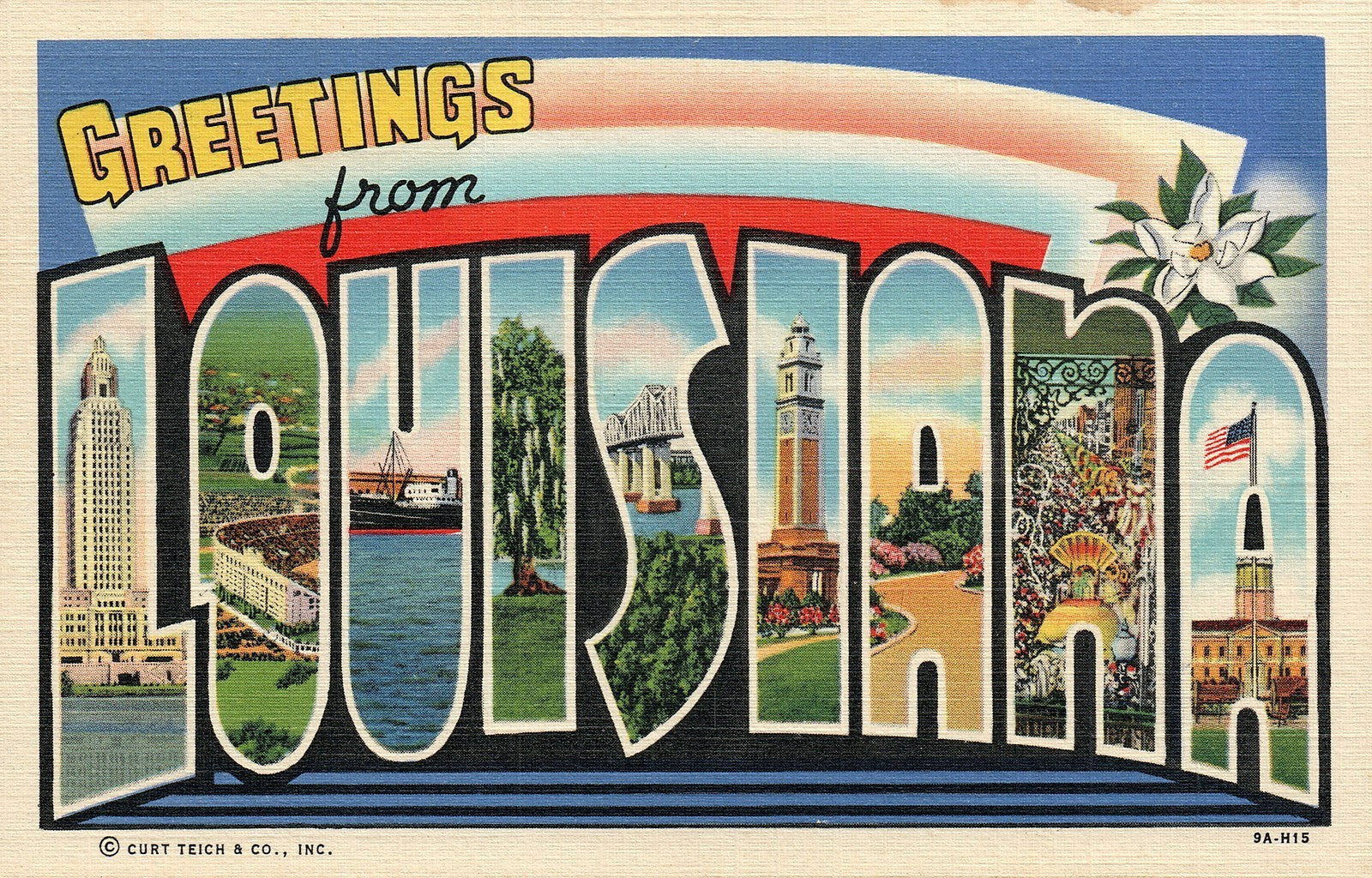 Louisiana LA Large Letter  Postcard