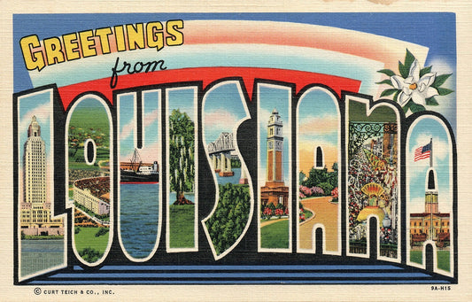Louisiana LA Large Letter  Postcard