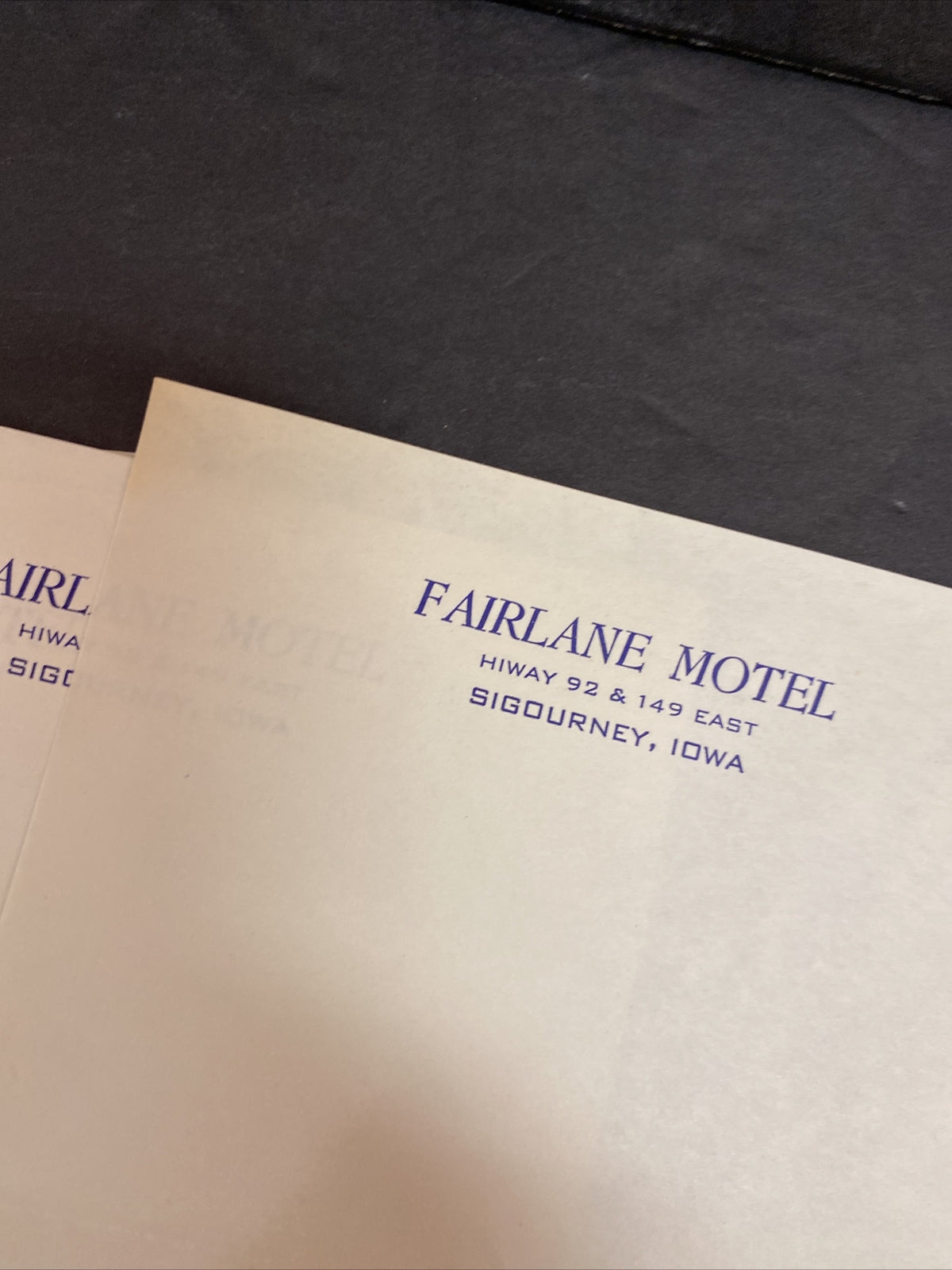 Fairlane Motel Sigourney Iowa IA Vintage Hotel Stationary 4 Sheets