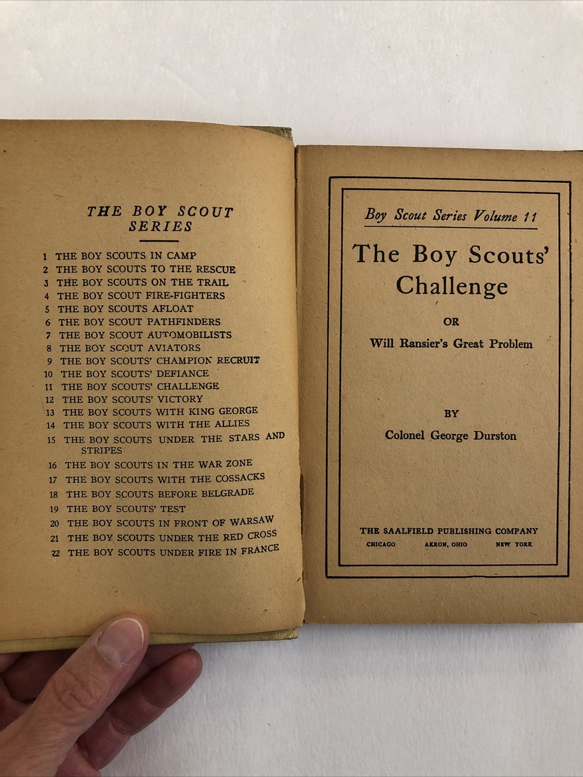 RARE Boy Scouts Challenge Colonel George Durston 1912 Boy Scout Series Volume 11